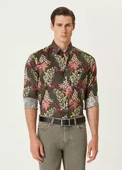 Рубашка с цветочным узором Etro, зеленый