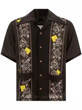 Рубашка с цветочным узором KAPITAL, черный
