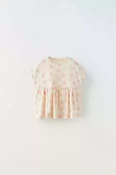 Рубашка с цветочными рубашками Zara, бледно-розовый