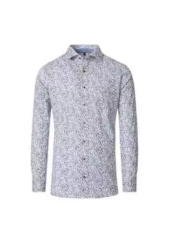 Рубашка с деловым принтом современный крой Casamoda, синий