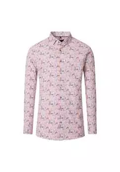 Рубашка с деловым принтом современный крой Casamoda, красный