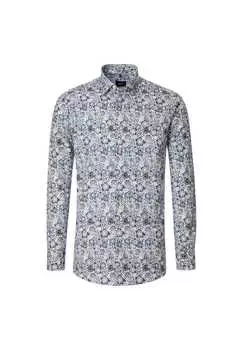 Рубашка с деловым принтом современный крой Venti, синий