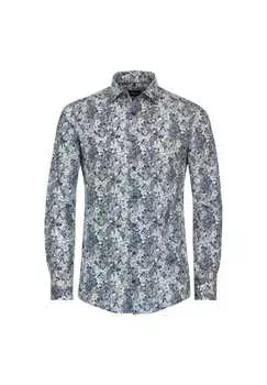 Рубашка с деловым принтом современный крой Venti, синий