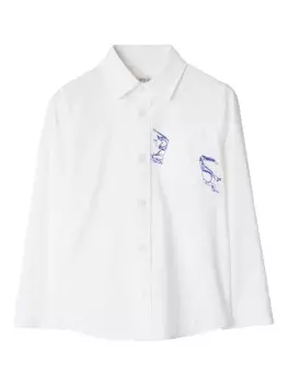 Рубашка с детальным дизайном Equestrian Knight Burberry Kids, белый