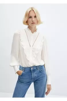 Рубашка с детализацией маховика Mango, белый