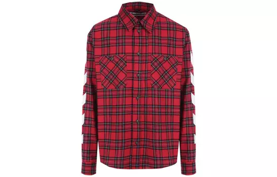 Рубашка с диагональным узором «тартан» Off-White, красный