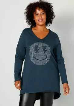 Рубашка с длинным рукавом A-LINE GLITZER-SMILEY V AUSSCHNITT Angel of Style, цвет dunkelblau