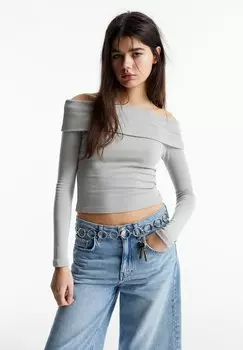 Рубашка с длинным рукавом BARDOT PULL&BEAR, цвет light grey