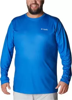 Рубашка с длинным рукавом Big & Tall Terminal Tackle PFG Fish Flag Columbia, цвет Vivid Blue/White