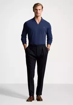 Рубашка с длинным рукавом CUSTOM SLIM SOFT COTTON POLO SHIRT Ralph Lauren, темно-синий