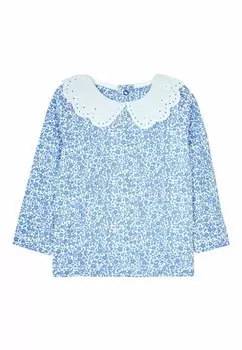 Рубашка с длинным рукавом FLORAL BRODERIE COLLAR REGULAR FIT JoJo Maman Bb, синий