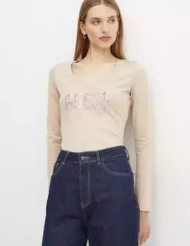 Рубашка с длинным рукавом Guess, бежевый