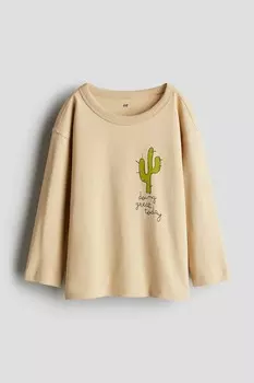 Рубашка с длинным рукавом H&M, бежевый
