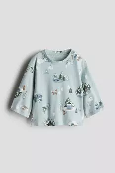 Рубашка с длинным рукавом H&M, бирюзовый