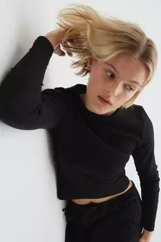 Рубашка с длинным рукавом H&M, черный
