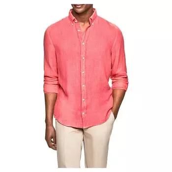 Рубашка с длинным рукавом Hackett Garment Dye Linen BS, розовый