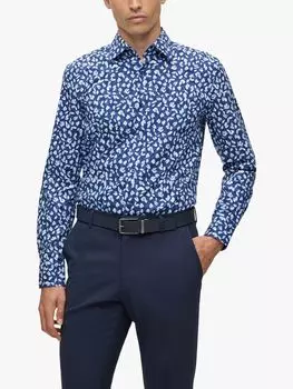 Рубашка с длинным рукавом и цветочным принтом BOSS H-Hank Kent HUGO BOSS, синий/мульти