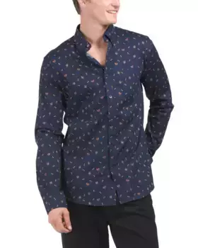 Рубашка с длинным рукавом и цветочным принтом Ben Sherman, темно-синий