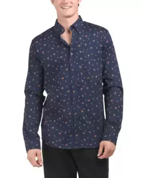 Рубашка с длинным рукавом и цветочным принтом Ben Sherman, темно-синий