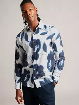 Рубашка с длинным рукавом и цветочным принтом Ted Baker, белый/разноцветный