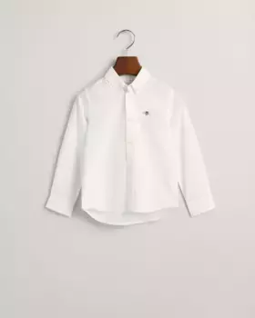 Рубашка с длинным рукавом и декоративным значком Gant, белый