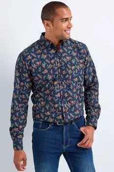 Рубашка с длинным рукавом и мягким принтом Cotton Traders, синий