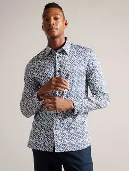 Рубашка с длинным рукавом и небольшим цветочным принтом Ted Baker, белый/мульти