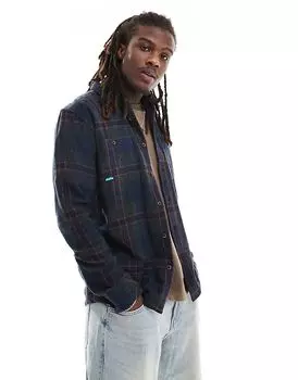 Рубашка с длинным рукавом и пуговицами Kavu big joe в клетку синего цвета