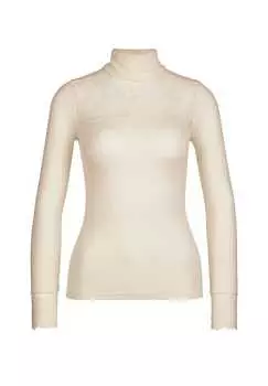 Рубашка с длинным рукавом и водолазкой из шерсти-шелка шелковистая шерсть гламур Calida, бежевый
