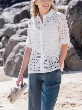 Рубашка с длинным рукавом и вышивкой Celtic & Co., белая