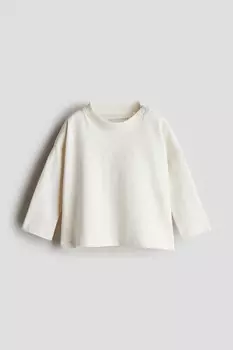 Рубашка с длинным рукавом из хлопка H&M, белый