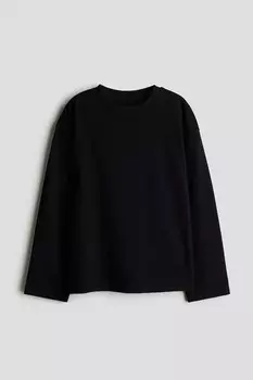 Рубашка с длинным рукавом из хлопка H&M, черный