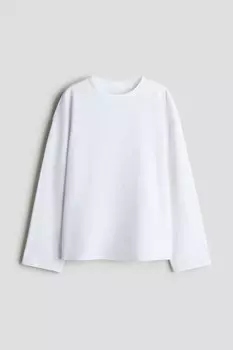 Рубашка с длинным рукавом из хлопка H&M, белый