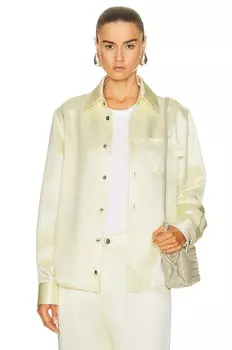 Рубашка с длинным рукавом из шелкового твила Bottega Veneta, цвет Camomile