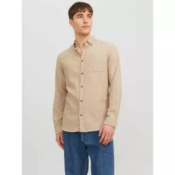 Рубашка с длинным рукавом Jack & Jones Classic Melange, бежевый