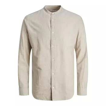 Рубашка с длинным рукавом Jack & Jones Elinen Blend Band, бежевый