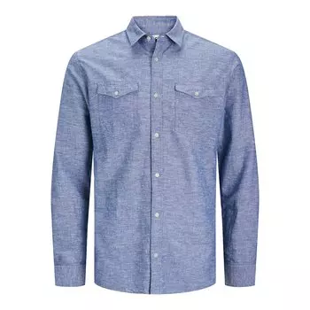 Рубашка с длинным рукавом Jack & Jones Sheridan Linen Blend, синий