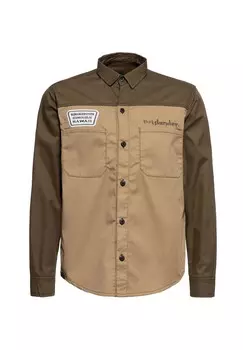 Рубашка с длинным рукавом, контрастными рукавами и кокеткой The Islander KING KEROSIN, коричневый