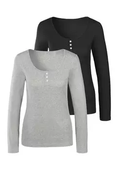 Рубашка с длинным рукавом LANGARM 2 PACK Bench, цвет hellgrau meliert schwarz