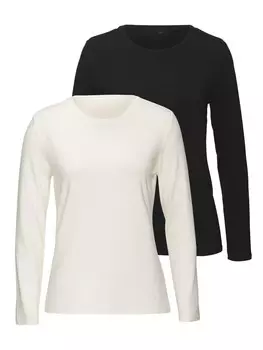 Рубашка с длинным рукавом LASCANA, цвет creme, schwarz