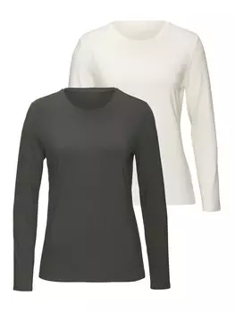 Рубашка с длинным рукавом LASCANA, цвет graugrn, creme