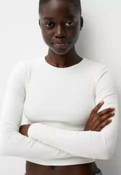 Рубашка с длинным рукавом LONG SLEEVE Bershka, белый