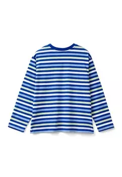 Рубашка с длинным рукавом LONG-SLEEVE IN STRIPED WITH RIBBED COLLAR AND EMBROIDERED LOGO IN HEART POSITION. United Colors of Benetton, разноцветный