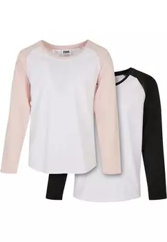 Рубашка с длинным рукавом LONGSLEEVE 2-PACK Urban Classics, цвет white pink+white black
