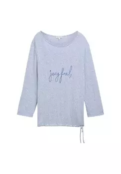Рубашка с длинным рукавом MIT TEXT TOM TAILOR, цвет Preppy Jean Blue Melange