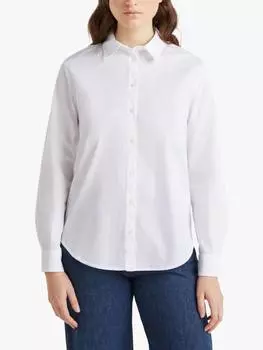 Рубашка с длинным рукавом обычного покроя Benetton, цвет Optical White