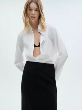 Рубашка с длинным рукавом обычного покроя Mango, цвет Natural White