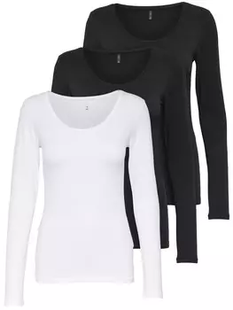 Рубашка с длинным рукавом ONLY 3er Set Basic, цвет schwarz/schwarz/wei