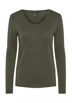 Рубашка с длинным рукавом, овальным вырезом, однотонная, женская PIECES, цвет 190618005 Grape L