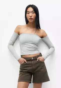 Рубашка с длинным рукавом PULL&BEAR, светло-серый